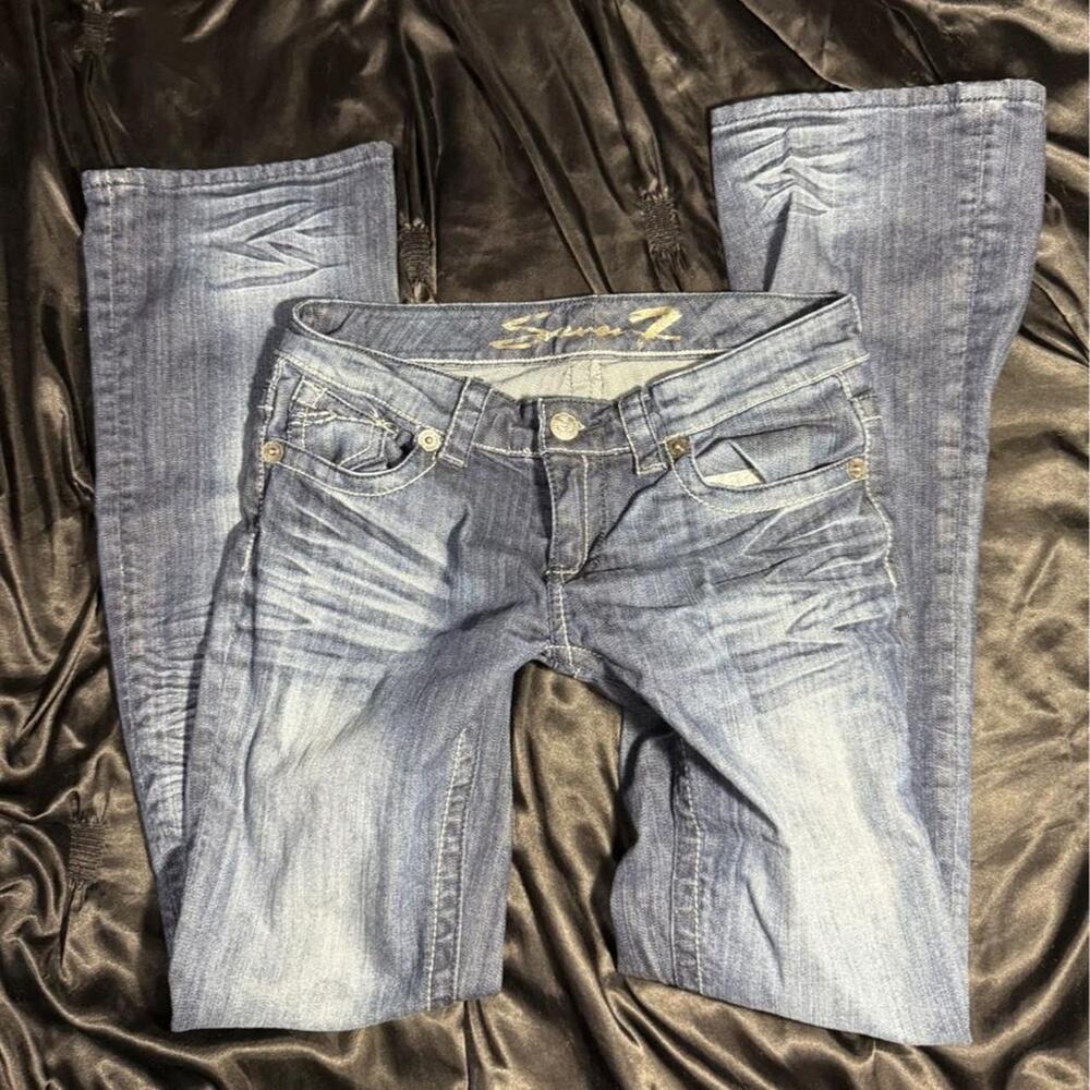Seven7 low rise distressed bootcut